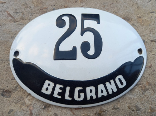 25 Belgrano Antiguo Cartel Enlozado Numeración Casa Antiguo