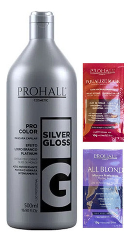 Prohall Silver Platinum Gloss Matizador Máscara Creme Branco