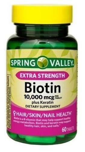 Biotina 10,000mcg (60 Tabletas) Cabello Hermoso, Uñas Y Piel