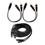 Kit Cabo Rca - 1 De 5 Mts + 2 Y (2m /1f) P/ Modulos 4 Canais