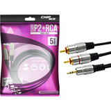 02 X Cabo P2 2rca 5 Metros Profissional Pix Chipsce 