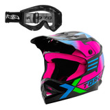 Capacete Infantil Tipo Cross Lançamento Next + Oculos + Nfe