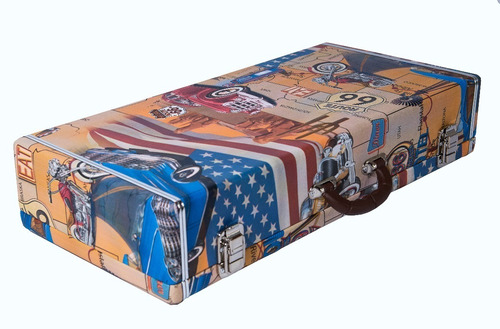 Case Estojo Para 4 Pedais 33x33x11cm Tema Route 66 Kromus