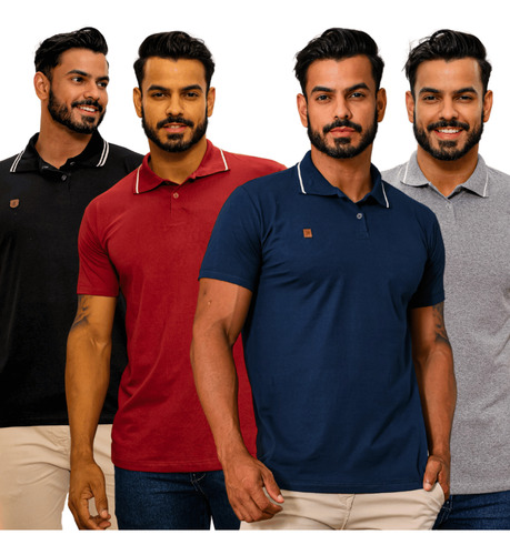 Kit 4 Camisas Gola Polo, Original Camisetas Blusas Qualidade