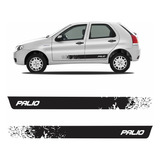 Faixa Lateral Fiat Carro Palio 2015 2016 Adesivo Preto 4p