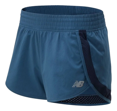 Short New Balance Accelerate Stretch Core 3 Azul Gris Mujer