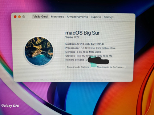 Macbook Apple Ano 2014 Sem Avarias 8 Gb Ram Ssd156 Gb.