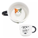 Caneca C/ Gatinho Dentro Xícara Copo Café Chá Frases 3d Gato