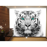 Papel De Parede Animais Tigre Branco Preto 6,5m² Anm08