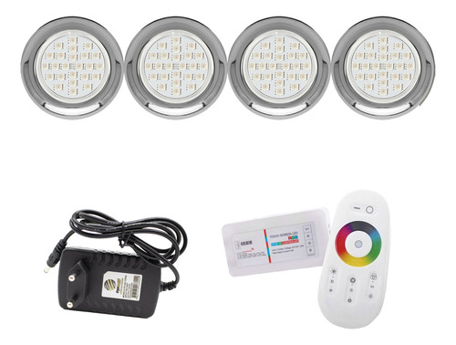 Kit Completo Iluminação Piscina 40m² - 4 Leds 5w + 1 Módulo