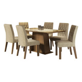 Conjunto Comedor Mesa Cristal 6 Sillas Stéfani Madesa