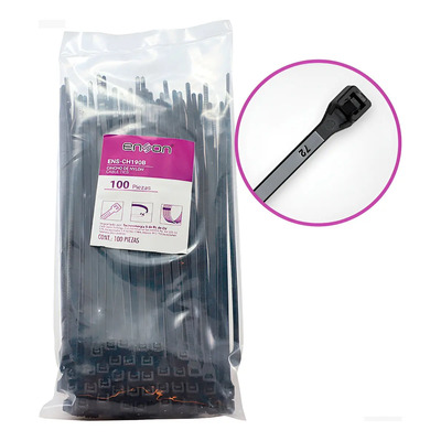 Cinchos Plásticos Enson Negro 19cm 100 Piezas Resistencia 22kg