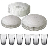 Vajilla Juego 24 Piezas Set De Platos Vasos Vidrio Durax