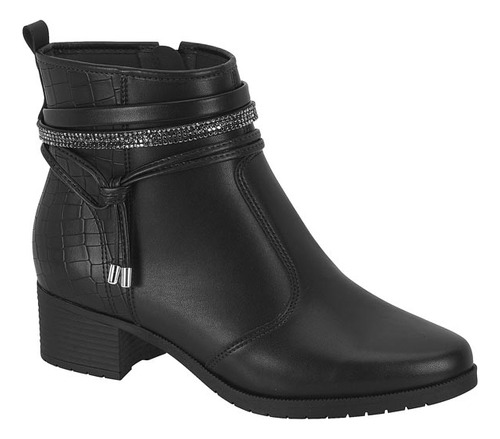 Bota Feminina Moleca Salto Bloco Pedraria Conforto 5346103