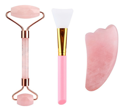 Rodillo Y Gua Sha Para Masajes Faciales, Color Rosa