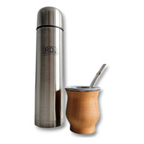  Equipo Set Matero Termo + Mate Algarrobo + Bombilla