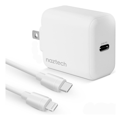 Cargador De Pared 20w Lightning Naztech iPhone, iPad, iPod Color Blanco