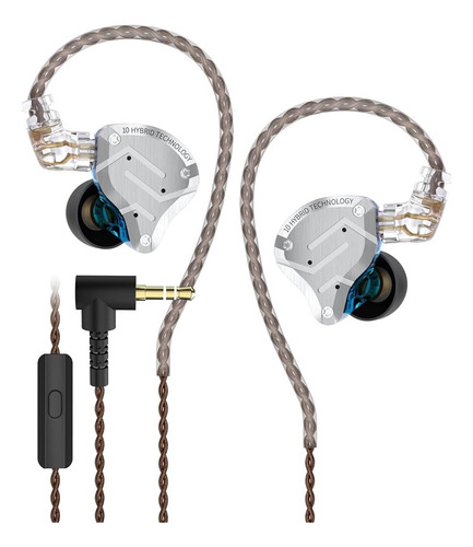 Kz Zs10 Pro In-ear Audífonos Color Azul Blue Con Micrófono