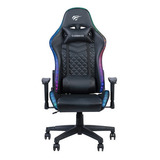 Cadeira De Escritório Gamer Havit Gc927 - Preta Com Rgb Cor Preto Material Do Estofamento Couro Sintético