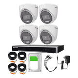 Epcom Kit De 4 Camaras De Seguridad Metalicas Con Microfono Turret 3k Imagen A Color 24/7 Para Uso Exterior + Dvr 4ch Turbohd Con Detección De Movimiento Y Salida De Alarma +3tb Hdd