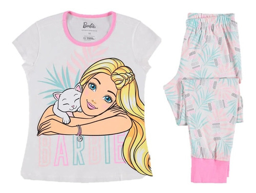 Pijama Niña Barbie Pantalón Largo Y Camisa Mattel Mic