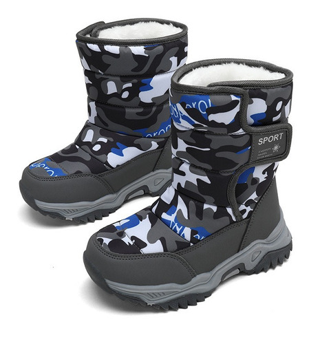 Botas De Nieve Para Niños Zapatos Cálidos De Lana De Camufla