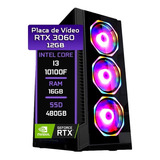 Pc Gamer Fácil Intel I3 10100f 16gb Ssd 480gb Rtx 3060 12gb