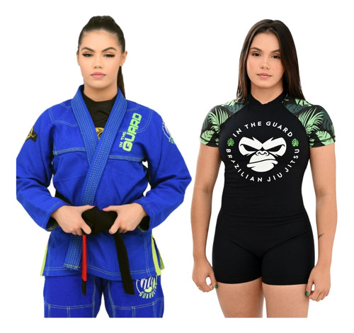 Kimono De Jiu Jitsu Trançado Fem +  Macaquinho Poliamida