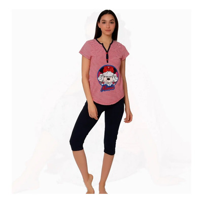 Pijama Mujer Disney Minnie Mouse Blusa Capri Pescador 9279 | Envío gratis
