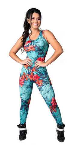 Macacão Longo Feminino Estampado Fitness Academia Ginastica