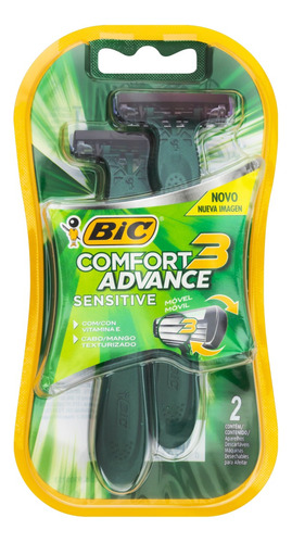 Barbeador Bic Comfort 3 Advance Sensitive Descartável 2 Un