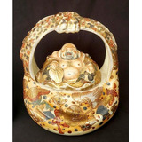 Antigo Pote E Buda Em Porcelana Oriental Satsuma 6799 Rrdeco