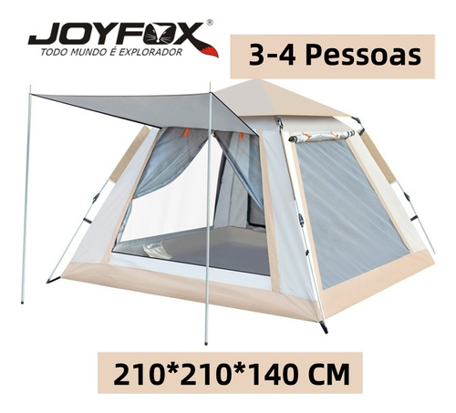Barraca Camping Automatica Impermeavel 1500mm 3-4 Pessoas 210*210*140cm Joyfox
