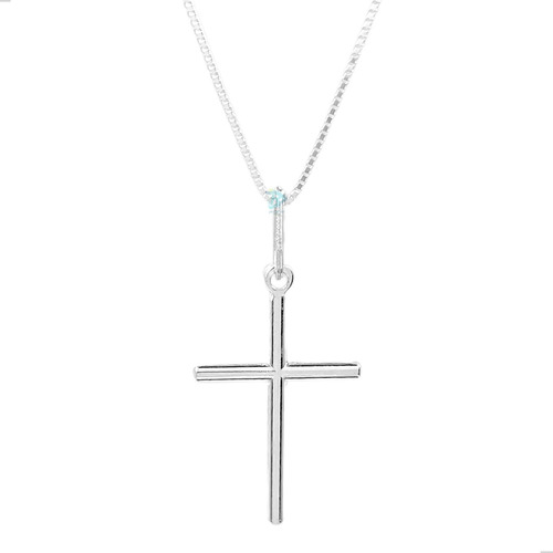 Corrente Cordão Prata 925 Masculino Feminino Crucifixo 45cm
