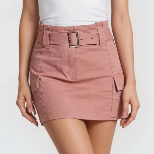 Falda Corta Gabardina Tipo Cargo