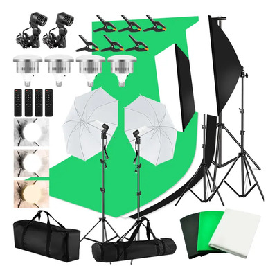 Kit Fotografía Fondo Softbox Estudio Con 4 Bombillas | Envío gratis