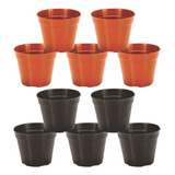 10 Mini Vaso Plástico N7 Preto E Ceramico Suculentas Cactos