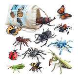 Figuras De Juguetes De Insectos 12 Pzs Multicolor Plastico