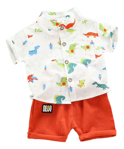 Camisa Estampada Dinosaurios Y Pantalones Cortos Para Bebé