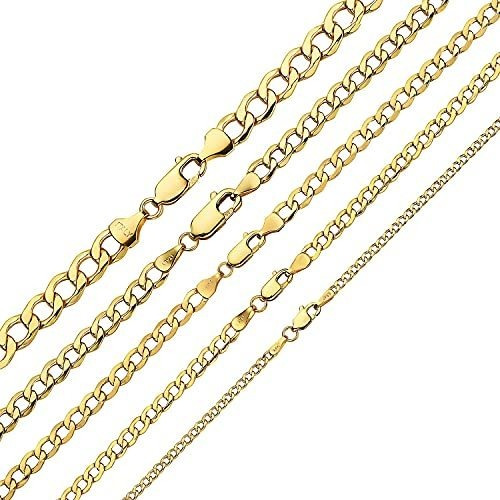 Oro 10k 2.3mm Enlace - Curb Collar De Cadena Cubana - Múltip