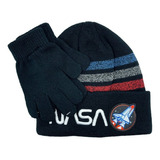 Gorro Beanie Con Guantes Nasa Lineas De Colores Oficial