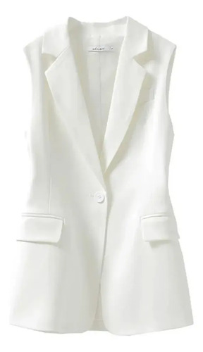 Chaleco Largo Mujer Slim Formal Blazer Moda Con Botón+