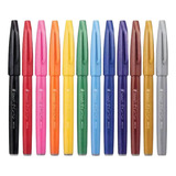 Caneta Brush Sing Pen Pentel Com 12 Cores Pastel