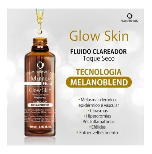 Melannox Fluid Glow Skin Fluido Clareador 30ml Cosmobeauty