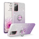 Funda Para Samsung Galaxy Note 20, Violeta/glitter/soporte