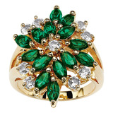 Joyas De Palm Beach Anillo Verde Y Blanco Chapado En Oro Ama