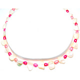 Collar Perla Naturales Rosa Agua Dulce 6 Mm Y Concha