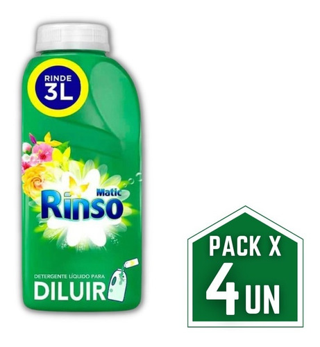 Rinso Detergente Líquido Para Diluir 500ml Pack 4 Unidades