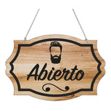 Letrero Barbería Abierto - Cerrado Vintage 30x20cm Madera 