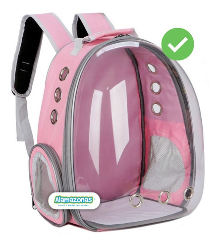 Mochila Transportadora Perros Transparente Rosa